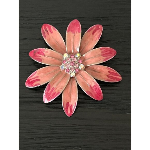 Lot of 10 Vintage/Non-Vintage Brooches Mixed Floral Rhinestone Enamel Accents - Picture 4 of 11